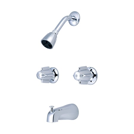 Central Brass Two Handle Tub and Shower Set, Polished Chrome, Wall 997